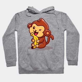 Cute Monkey Holding Banana Hoodie